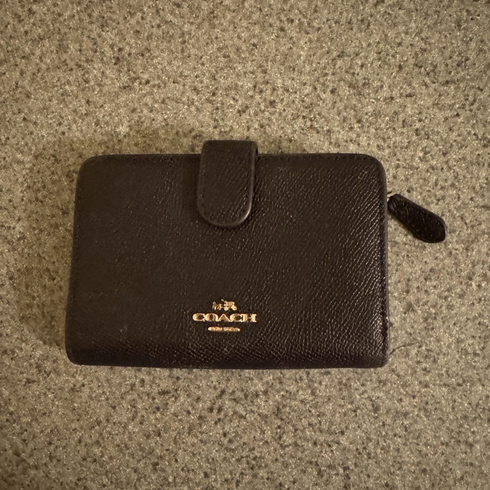 Authentic Used Coach Black Textured Leather Wallet - please read entire post